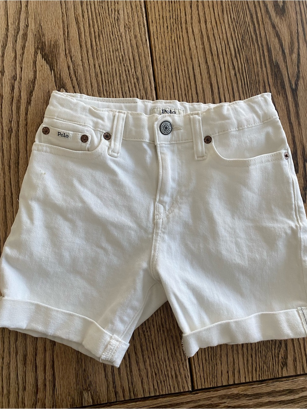 Polo Ralph Lauren Boys Sullivan Slim Jean Shorts- Rolled Cuff- White Size 8